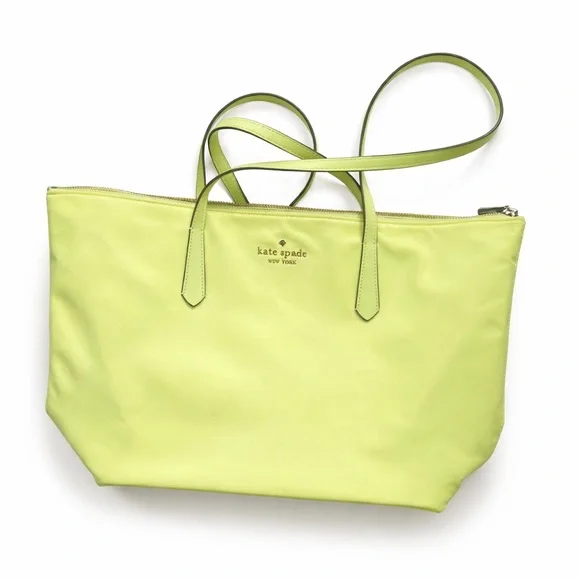 Kate Spade Large Kitt Nylon Tote Bag in Melon Rind (Lime Green) (NWOT) - Picture 2 of 5